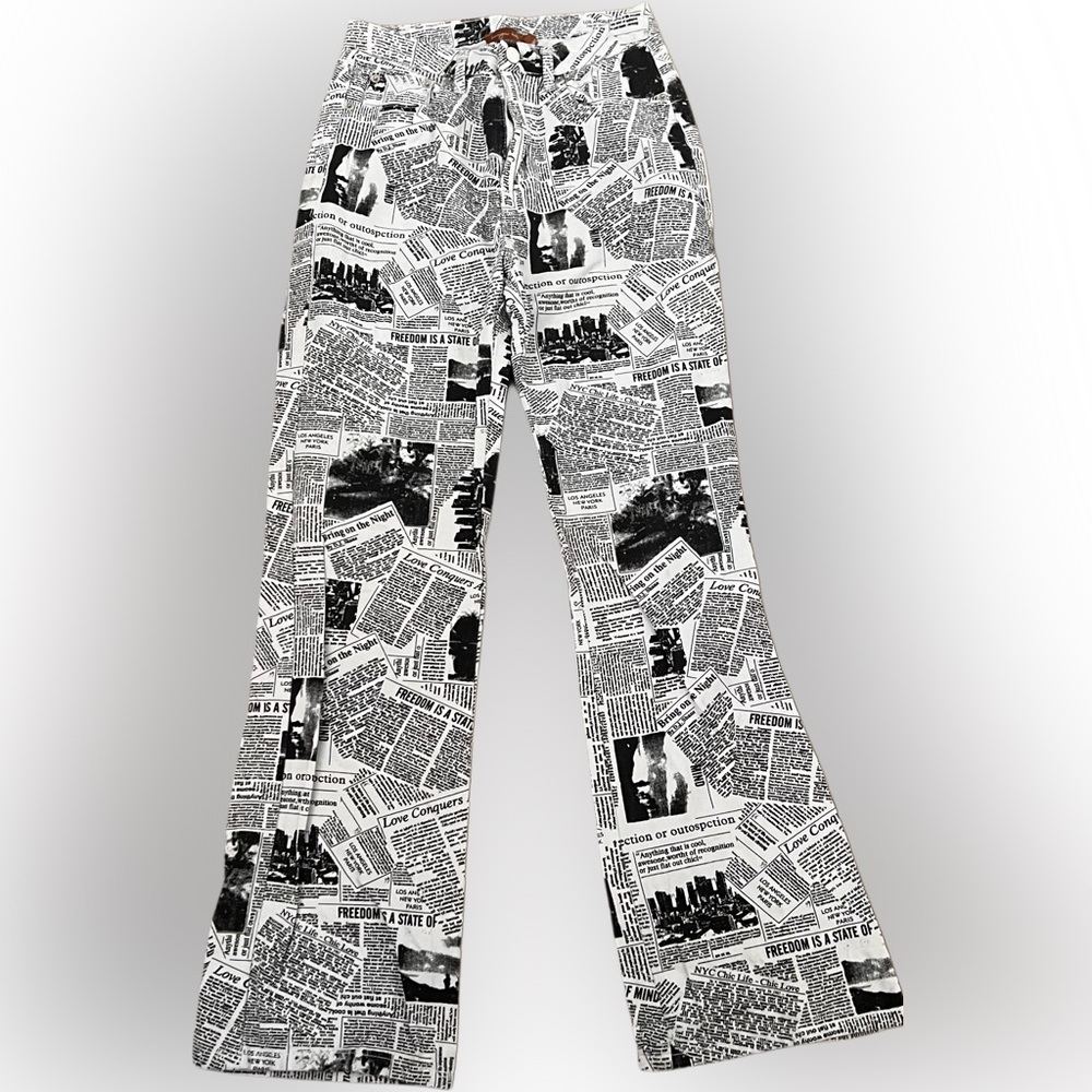 Newspaper Print Jeans